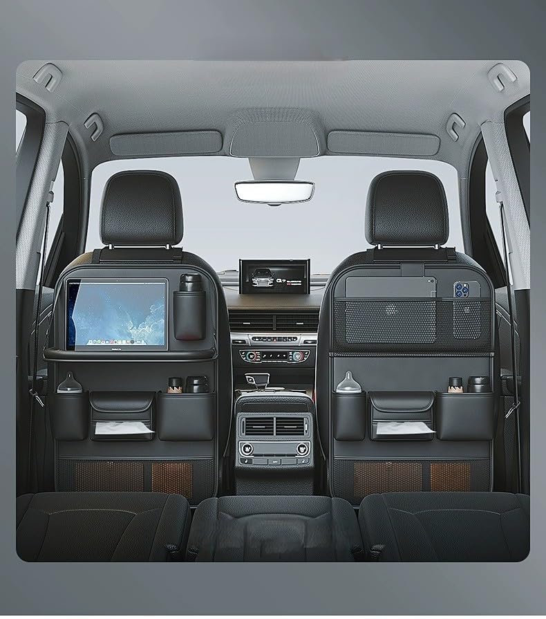 Multifunctional Seat Back Pocket Table Rear Seat Large Waterproof Includes Tissue Case and Kick Guard Convenient for Car Outdoor and Remote Keeps Car