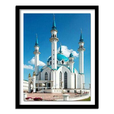 Full rund bor 5D DIY Diamantmaleri "Religious Mosque" Broderi Korssting Hjem Dekor Gave