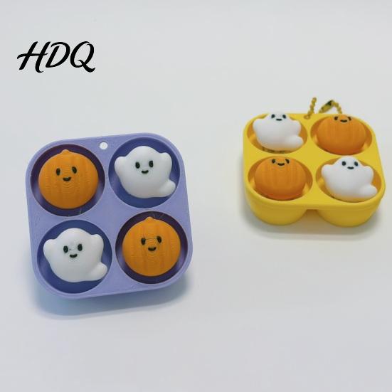 Halloween Desktop Ornament Clicker Fidget Toy 3D Printed Pumpkin Ghost Egg Carton Tactile Sensory Tool with Keychain Hole Cute Stress Relief