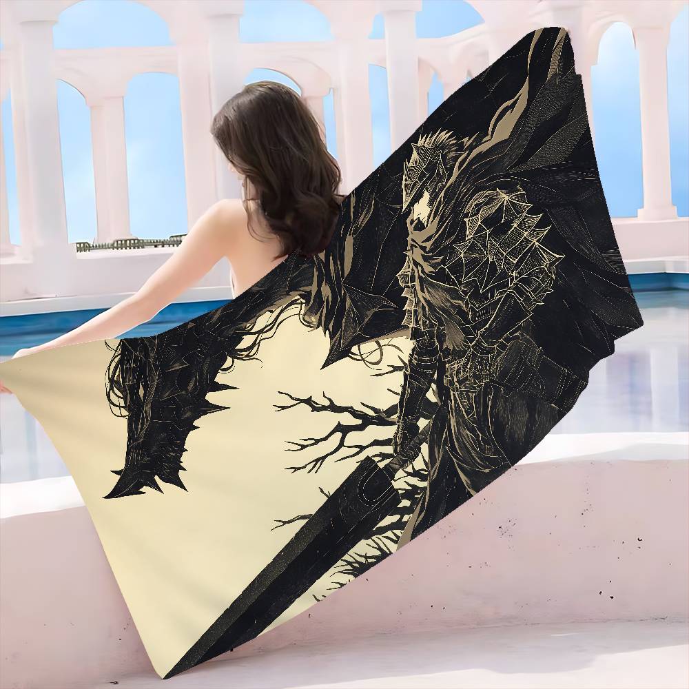 1pc Anime logo B-berserk Guts Microfiber Beach Towel Absorbent Quick dry Soft Yoga Swimming Resort Mountain Climbing Towel