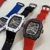 In Stock RM 6702 Slim Barrel Montre Homme Colorful Band Hollow 37.5mm Skeleton Dial Waterproof Sport Casual Quartz Wristwatch