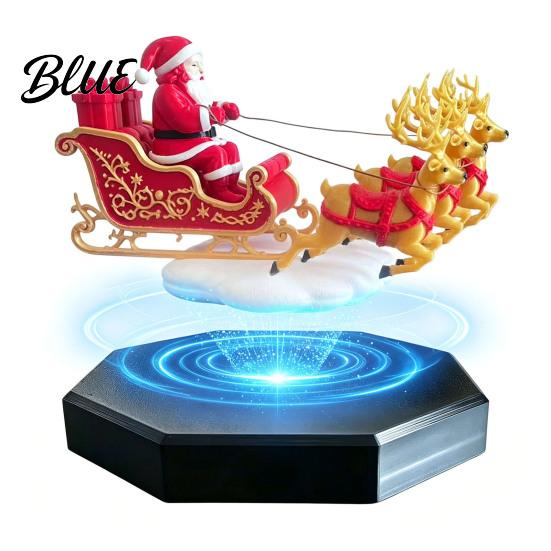 Magical Christmas Room Decor Magnetic Levitation Santa Sleigh Decor Floating Claus Tabletop Rotating Ornament for Fireplaces Ornament Display Stand,