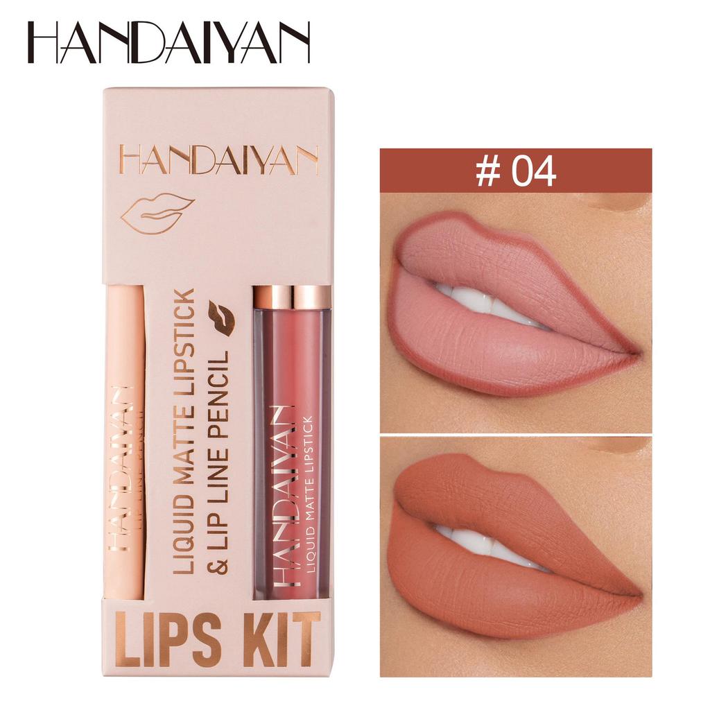 Matte Waterproof Lipstick, Gloss, and Lip Liner Set - Non-stick, Non-fading