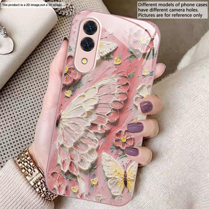 Oil Painting Butterfly For Samsung S26 S22 S8 S9 S10 S20 Ultra S21 Pro S22 Plus S23 FE S24Ultra S25 Edge S24+ Glass Phone Case