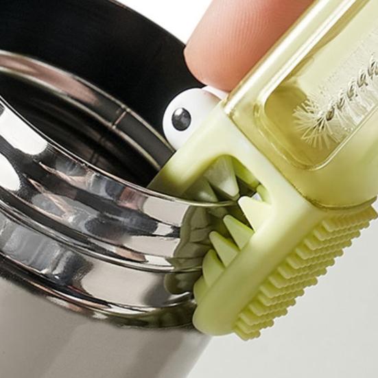 3-in-1 Crocodile Cup Lid Brush Ergonomic Handle Water Bottle Cleaner Multifunctional Portable Gaps Corners Brush