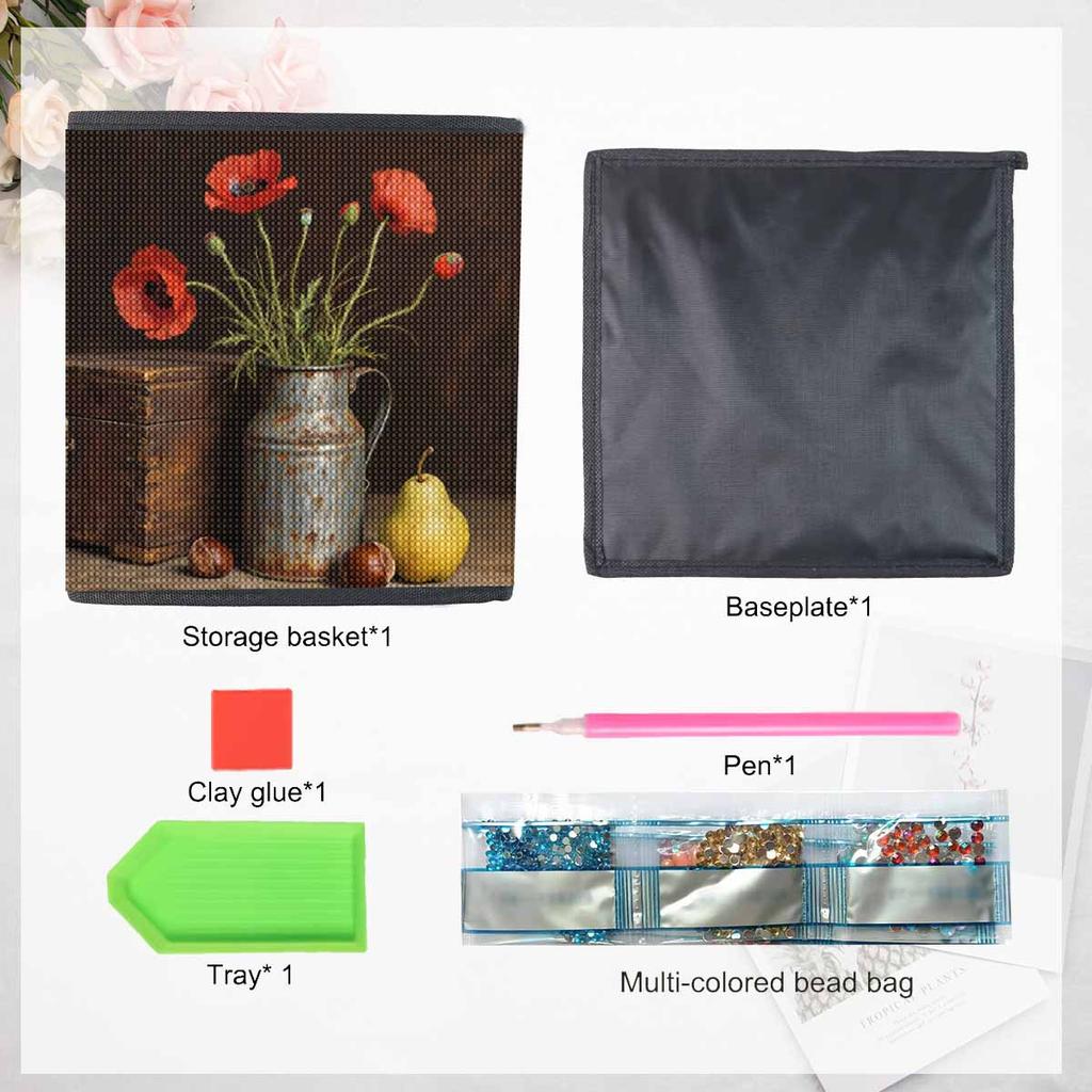 Die Vitalität im Eisernen Topf 5D Diamantmalerei Aufbewahrungskorb Vollrunde Bohrer Mosaik Diamantstickerei Kreuzstich-Sets Heimdekor Heimdekor