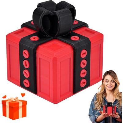 8CM wirklich nervige Geschenkbox mit Drehverschluss, 3D-gedruckte Scherz-Geschenkbox, Neuartige Geschenkverpackungsbox, Geld-Puzzle-Geschenkbox für Bargeldgeschenke (rot)