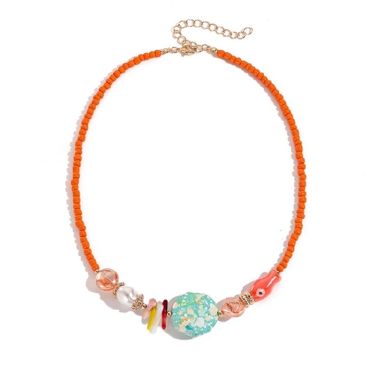Vintage Sea Charm Pendant Neckchain Fashionable Beaded Necklace Temperament Neckwear Fashion Jewelry Piece