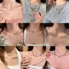 Sweet and cool dopamine color beaded necklace female summer design collarbone chain cold wind pearl neck chain