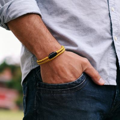 New Trendy Men Bracelet With A Grade 4mm Keel Rope Unfading Multiple Colors Available Stainless Steel Magnet Buckle Pulseria
