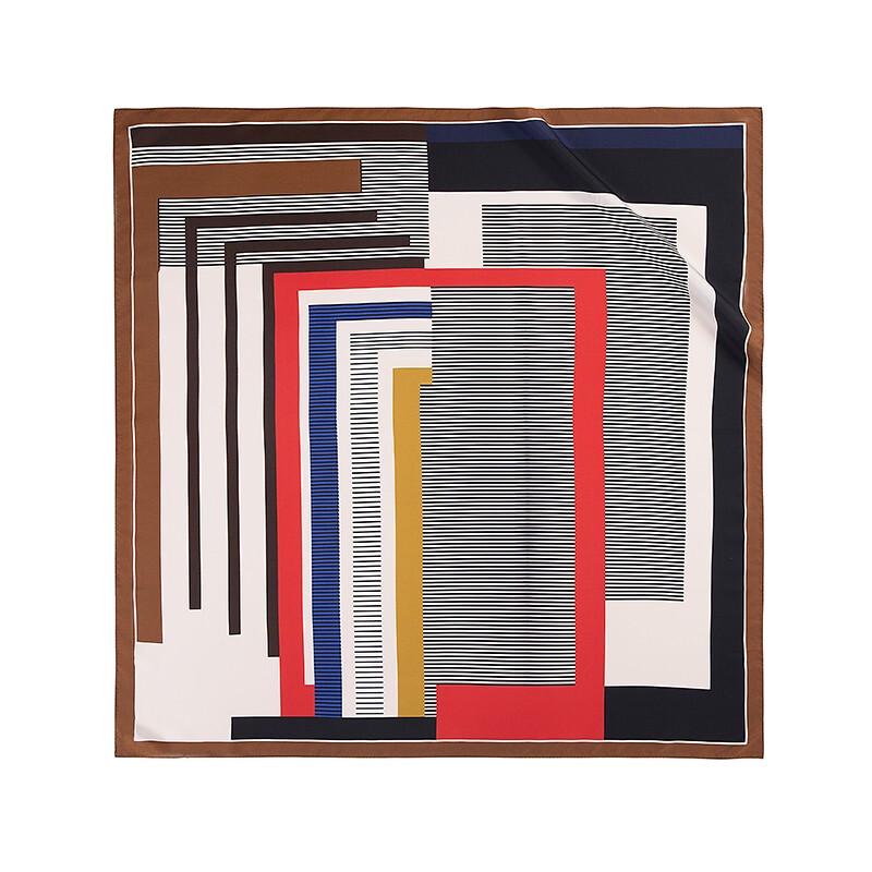 WENSLI Mulberry Silk Double-Sided Print Large Square Shawl Scarf