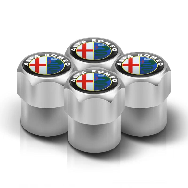 Car Stickers For Alfa Romeo for 3D Metal Tire Valve Caps Car Tyre Air Stems Cover For Alfa Romeo Giulia Stelvio Giulietta 156 1
