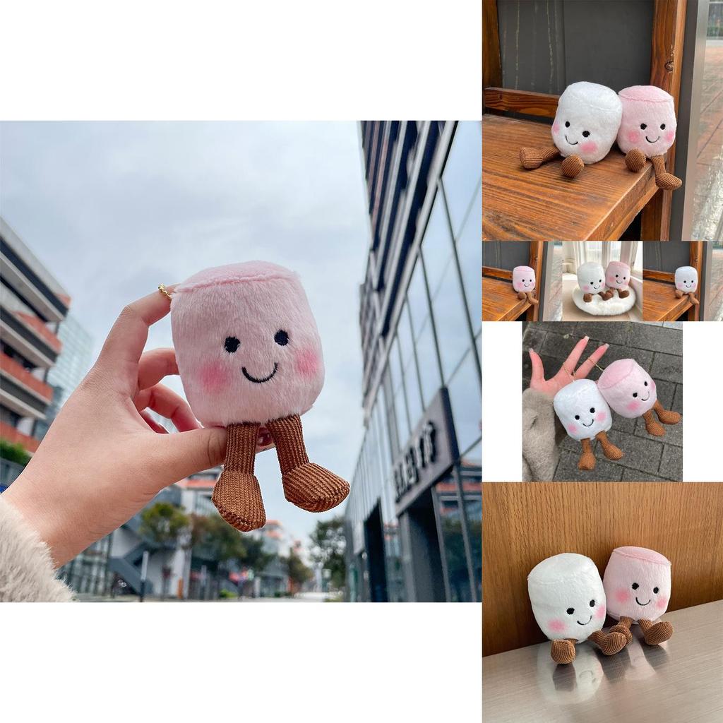 Adorable Soft And Creative Two-tone Marshmallow Plush Keychain Doll For Couples