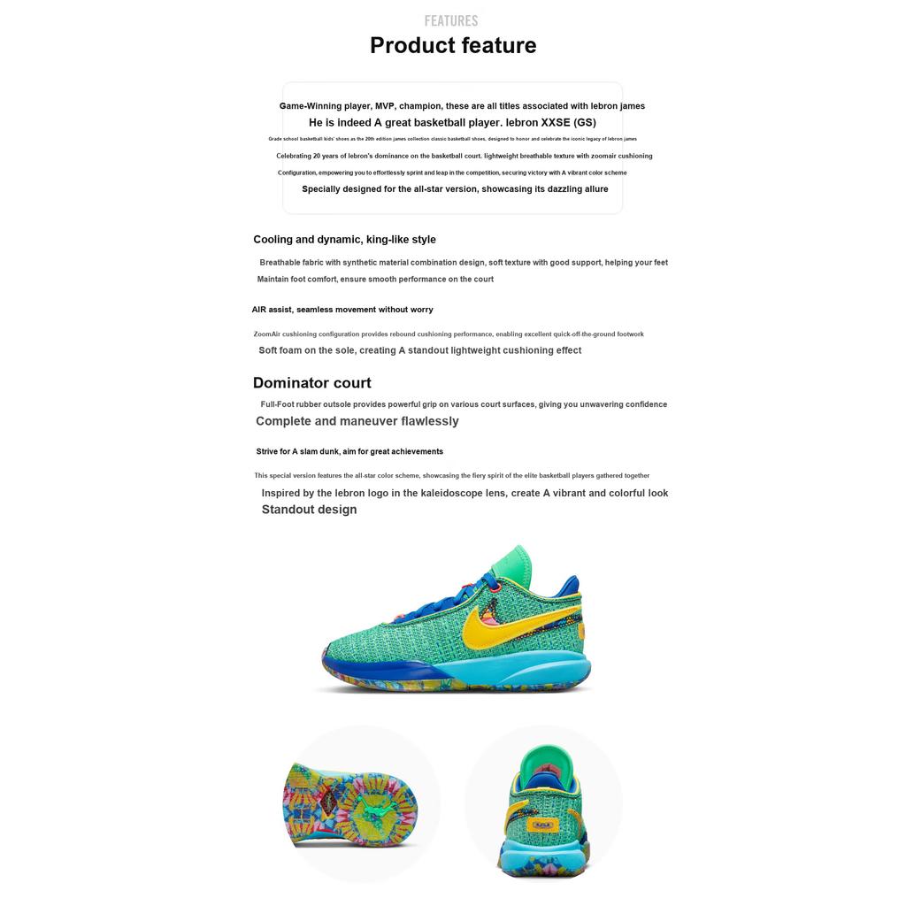 Nike LeBron 20 GS Kaleidoscope Detské tenisky Zelená Elektrická-Riasa Hra-Kráľovská DV3021-300