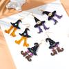 European and American cross-border new funny Halloween hat earrings acrylic personalized wizard hat boots earrings
