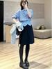 Women's Elegant A-line Wool Blend Skirt with Elastic Waist for Autumn/Winter