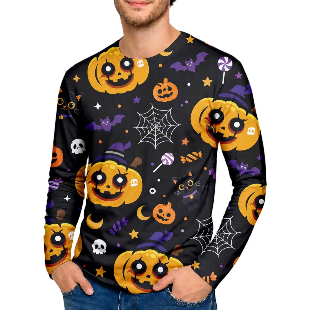 Halloween All Over Print T Shirt , Cute Pumpkin Graphic Tee for Women Men