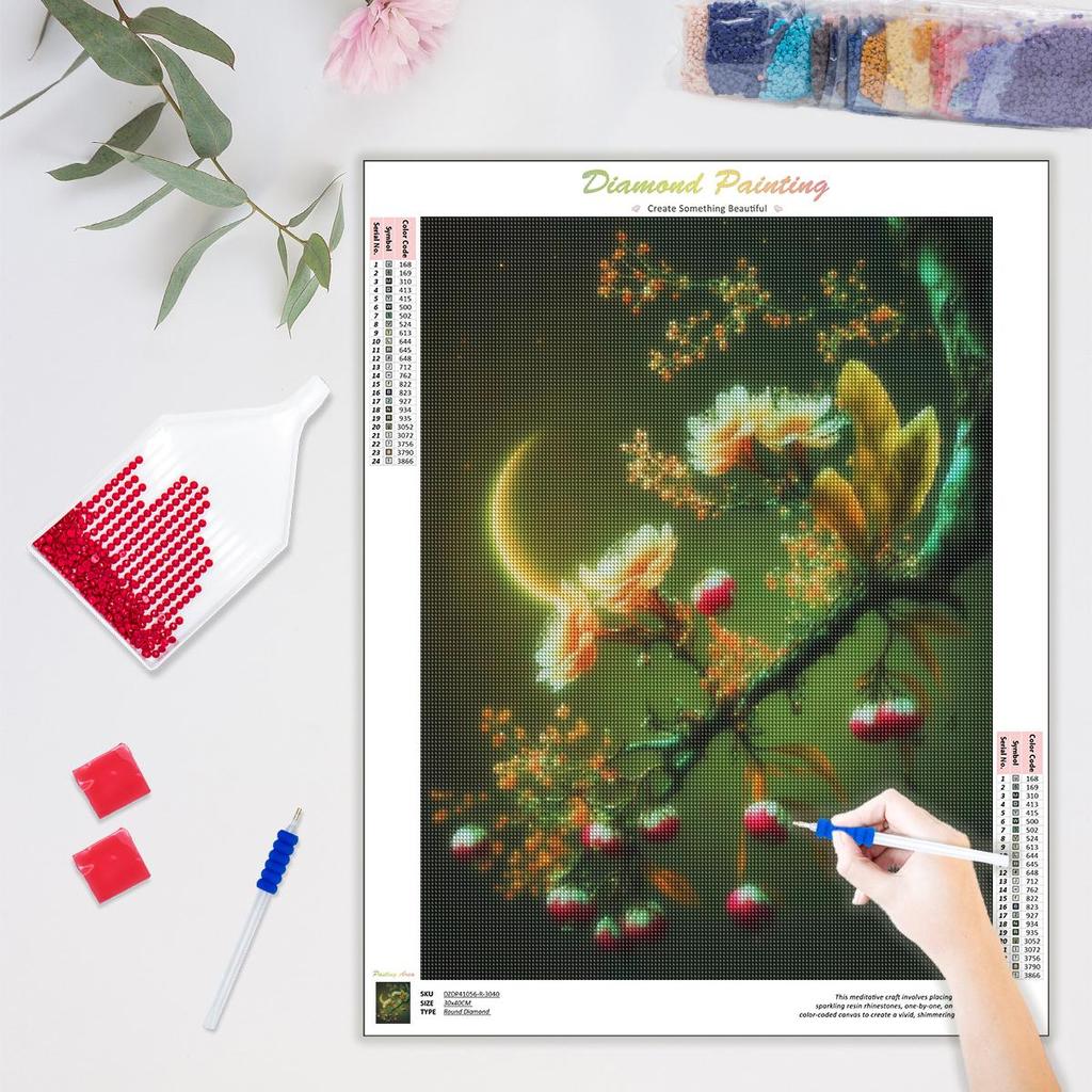 5D DIY Diamond Painting Landscape Flower Moon Diamond Embroidery Cross Stitch Rhinestones Mosaic Handmade Gift 30x40cm/12x16inch
