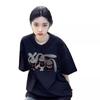 Women's Oversized Black Rabbit Print Cotton Tee
