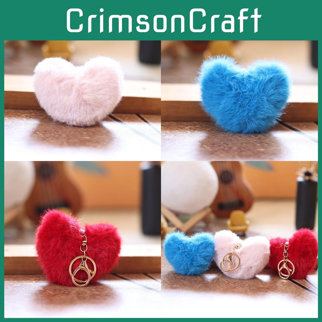 Design Heart Pendant Plush Stuffed Keychain Ultra Soft Pp Cotton For Girls Gift