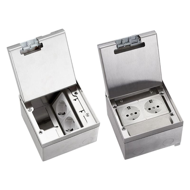 Waterproof Stainless Steels Marble Floor Socket Box Embedded Flat Thin Floor Plug Socket Flat Floor Concealed Socket