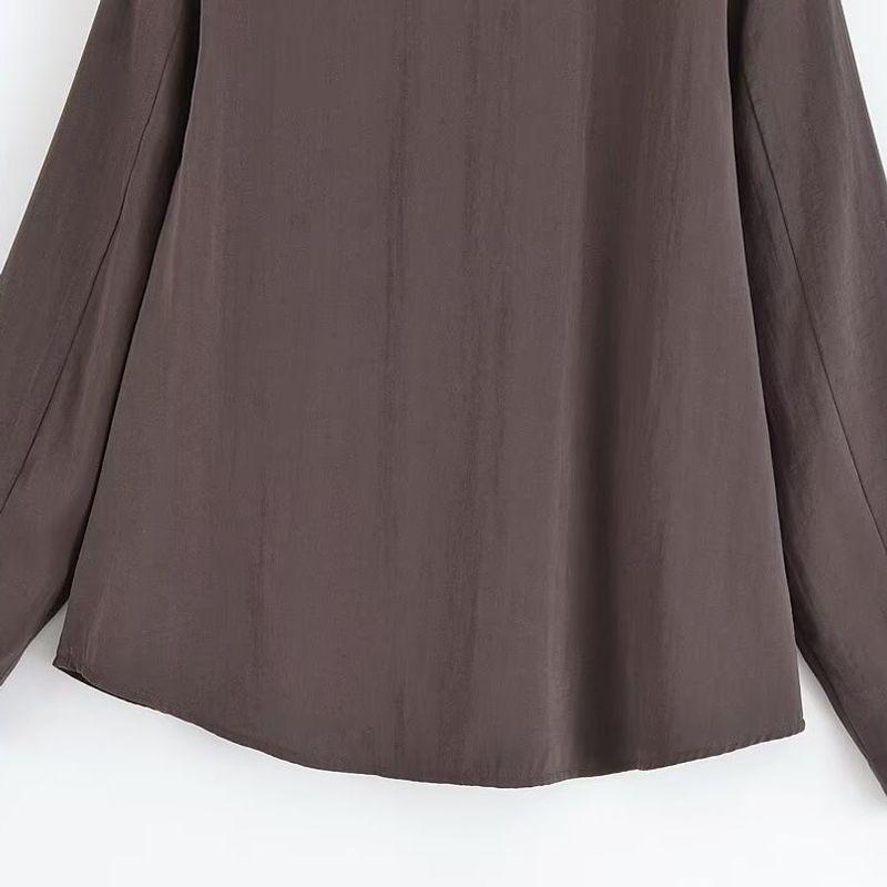 Kaslead New Women clothes Western Style Fashion Simple Solid Long sleeve Drape Shirts 2157222