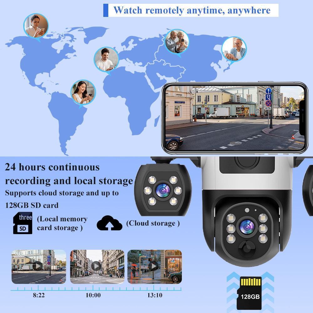 V380 Solar-Powered 4G WiFi Outdoor Camera with Three-Screen Display