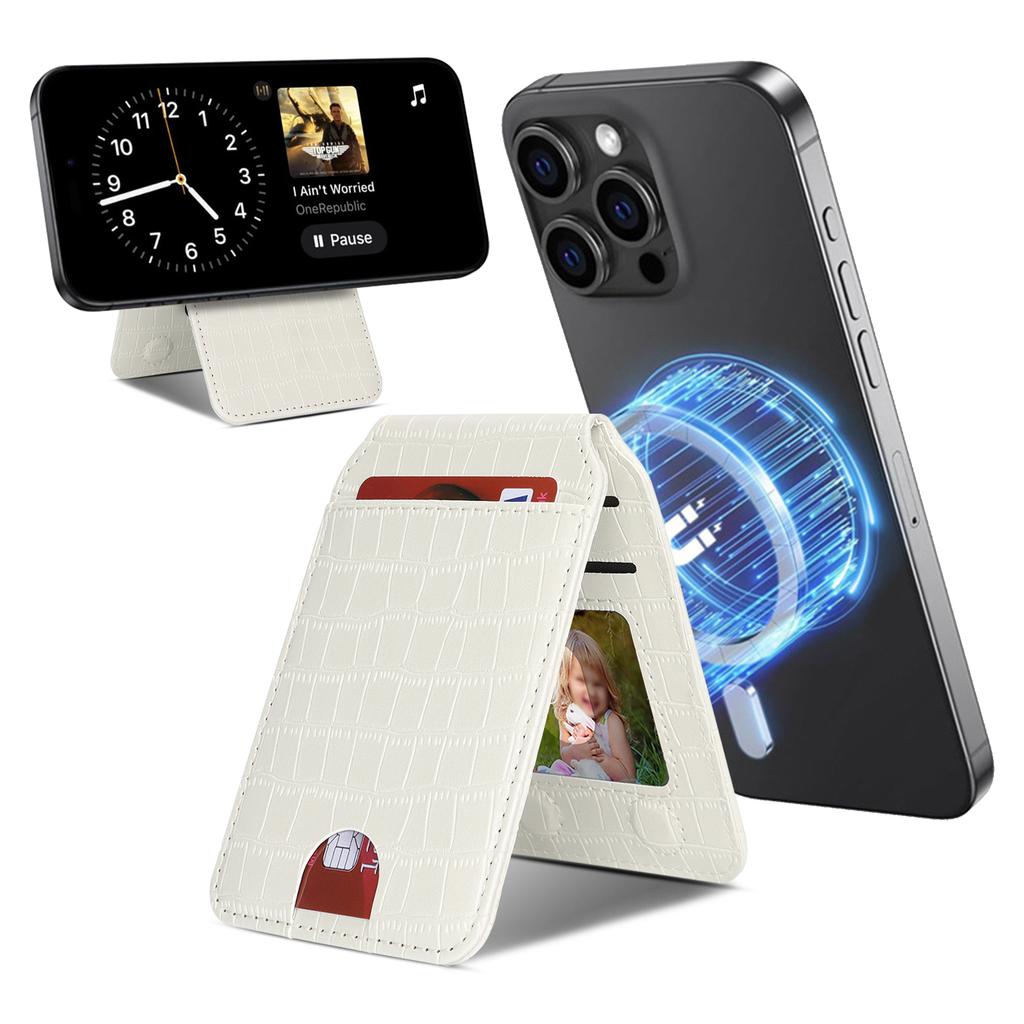 Magnetic Cellphone Back Card Bag 5 Card Slots PU Leather Phone Kickstand