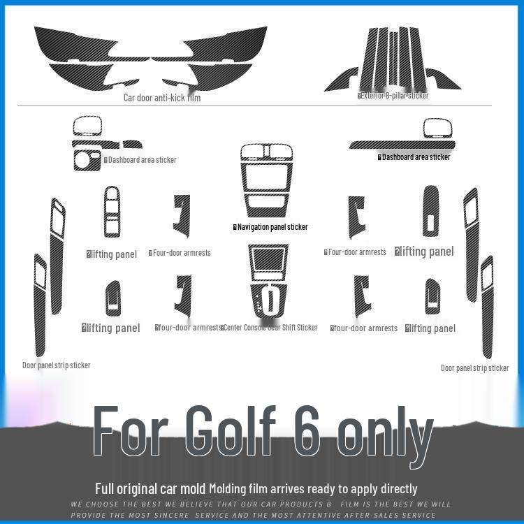 Golf 6 Carbon Fiber Interior Console Decoration Stickers, Free Replacement for 10-12 Year Models.