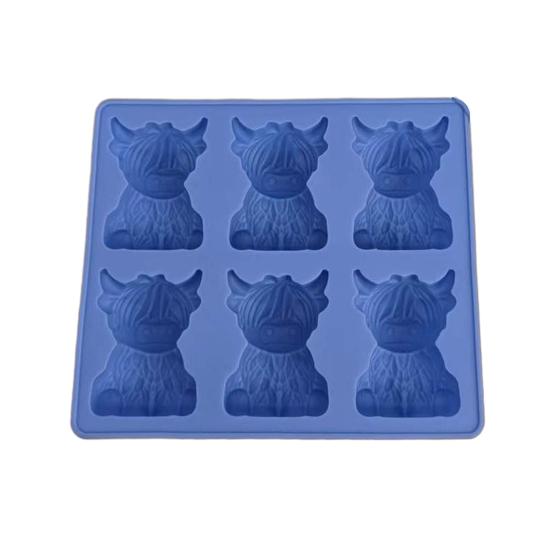 Mini Forma de Gelo de Vaca das Terras Altas Bandeja de Gelo de Silicone Flexível de Grau Alimentício Fácil de Desenformar Reutilizável Fabricante de Cubos de Gelo em Forma de Vaca 3D para Whiskey Cocktails