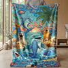 Oceanic Fantasy Theme Blanket Lightweight Warm Flannel Blanket Decorative Throw Blanket for Home Decoration