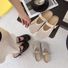 Women's 2025 Summer Mary Jane Mules: French Style Woven Fishnet Closed-Toe Slippers with Soft Sole and Flat Heel