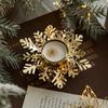 Modern Snowflake Candle Holders Golden Flower Shape Christmas Candleholder Iron Candlestick Tabletop Ornaments