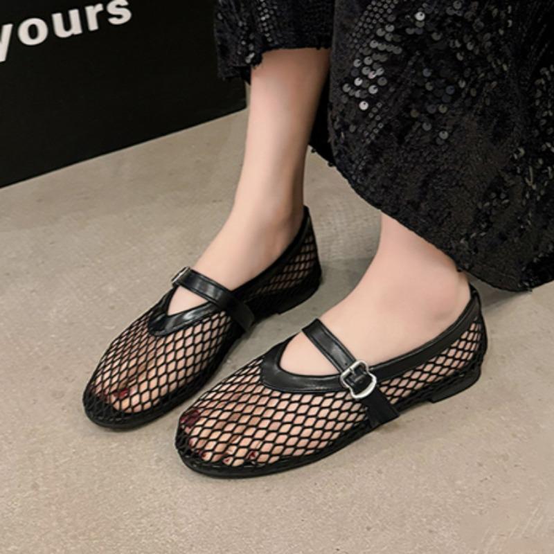 

Модные Сексуальные Женские Сандалии Модные Сетчатые Балетки Мэри Джейн Женские Летние Для Ходьбы С Круглым Носком На Пряжке На Плоской Подошве Женские Zapatos De Mujer 35 чёрный