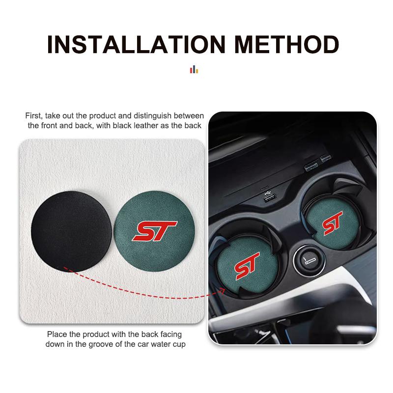 Suede Car Coaster Water Cup Holder Anti-Slip Pad Bottle Holder For Ford ST Focus Fiesta Ranger Escort Falcon Flex S-MAX Kuga