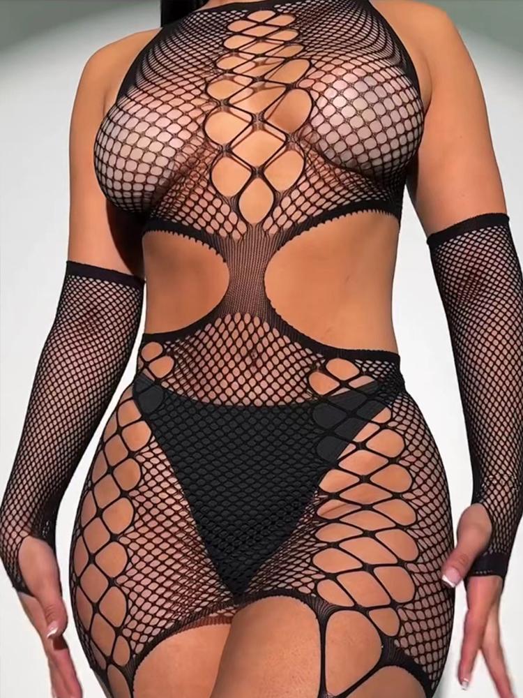 One Pieces Crotchless Bodysuit Sexy Open Bra Lingerie Women Fishnet Transparent Bodystocking For Sex Body Suits Erotic Costumes