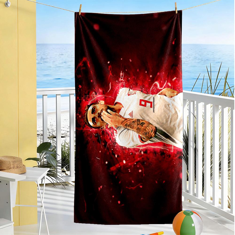 Player Celebrates Victory Moment Beach Towel Super Soft Microfiber Quickdry Fabric Comfortable Lightweight