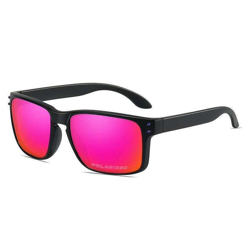 Geometric Square Sports Sunglasses With Uv400 Coating For Fishing And Travel BlackFramePurpleSilver