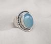 Blue Chalcedony 925 Sterling Silver Ring: Handmade Boho Gemstone Jewelry