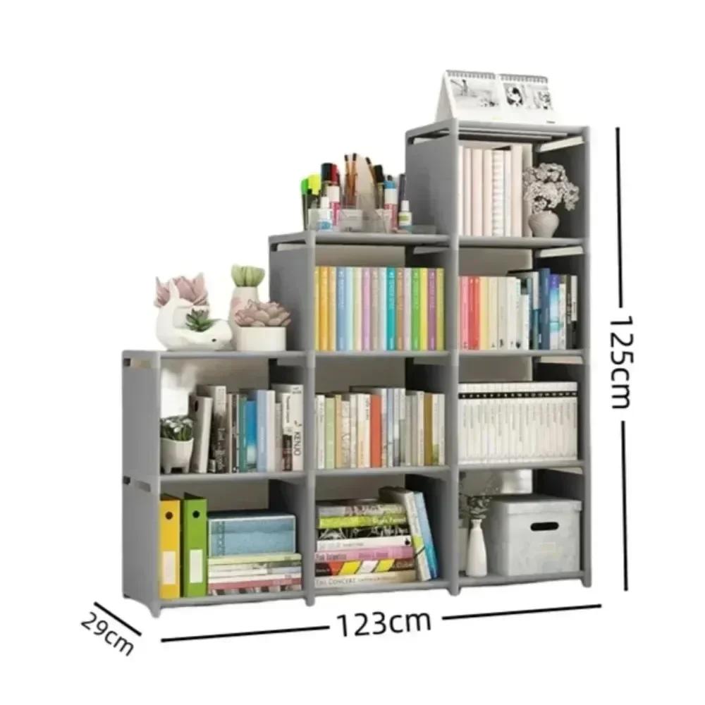 Simple Bookshelf Metal Storage Rack Assembled Living Room Shelf Multilayer Desktop Wall Shelf Save Space Book Organizer Bookcase