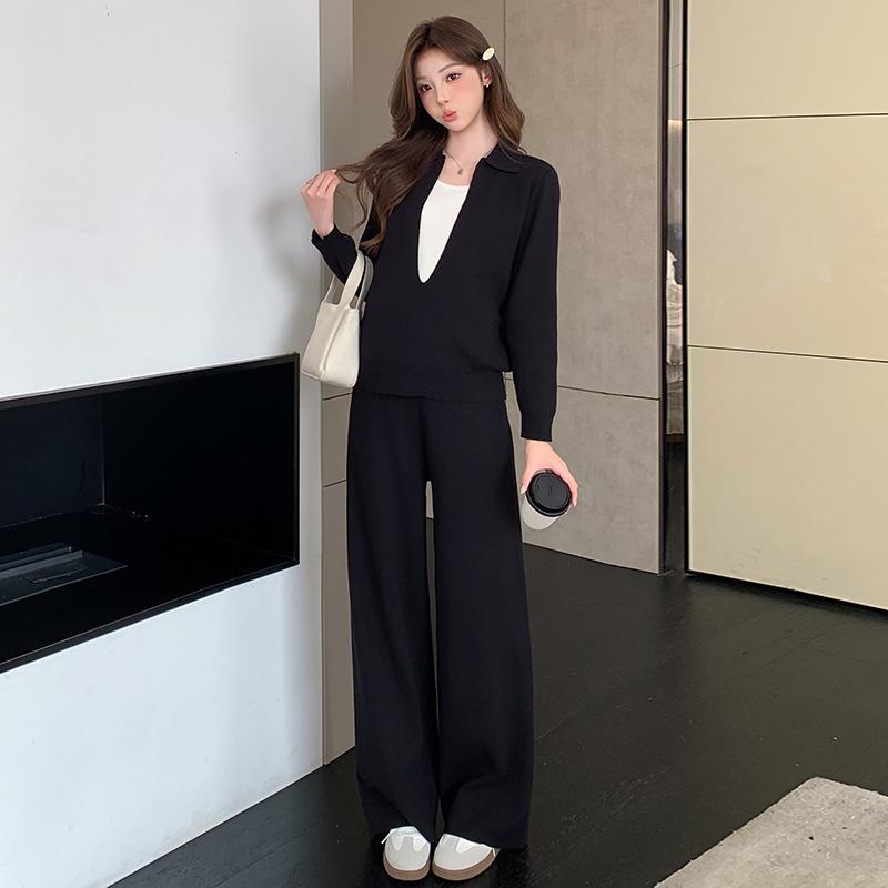 Maternity Spring & Autumn Knit Top Two-Piece Suit: New 2026 French Style M