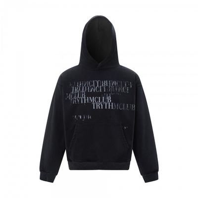 Unisex Oversized Tungvægtshættetrøje Med Bogstavtryk Streetwear Stil Mænd Vinter