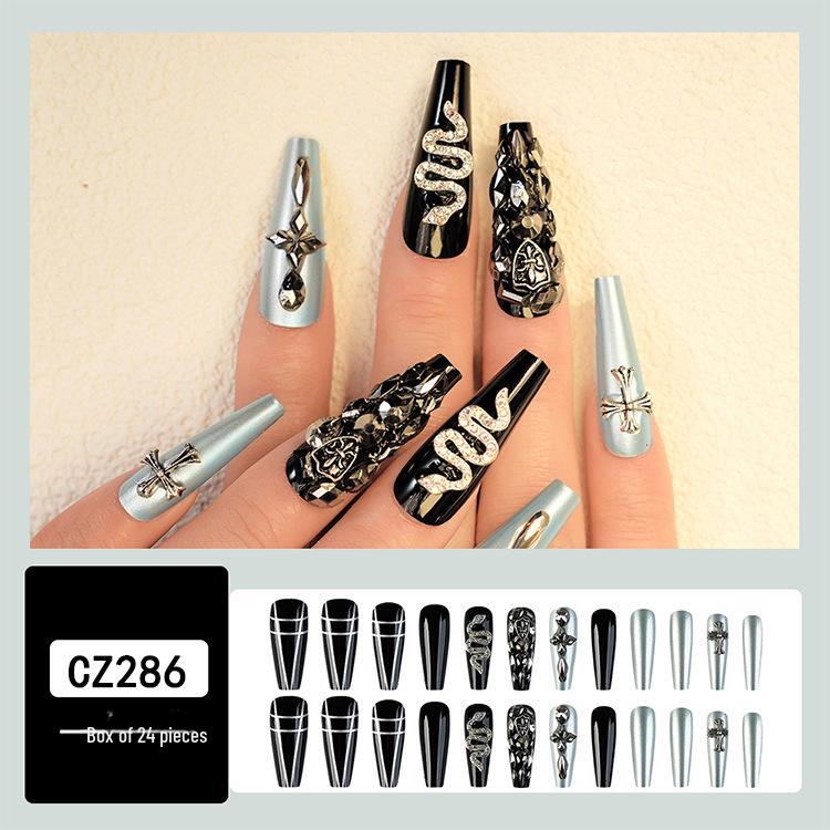 Long T-Point Diamond Jelly Glue False Nails - Press-On Nail Art Tips