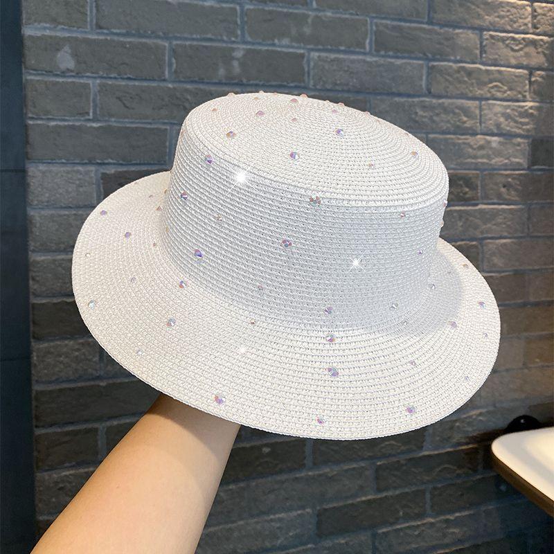 Summer skin-friendly and breathable versatile sun hat, new handmade diamond fashion fisherman hat outdoor outing hat