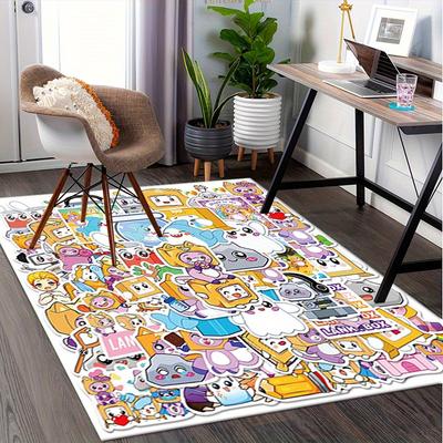 1pc Cute Characters,Kawaii Style,LankyBox Office Carpet Soft Polyester Entrance Carpet Washable Non
