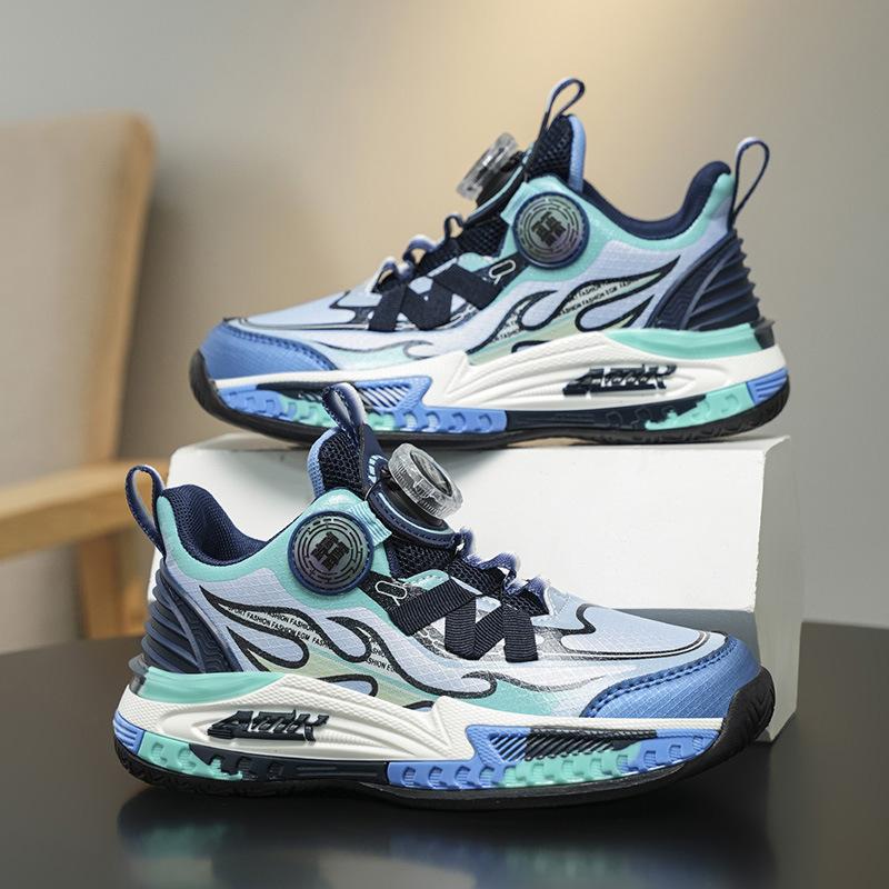 Children's basketball shoes 2025 autumn new leather waterproof middle-aged and older children's boys' non-slip running shoes