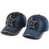 Y2K Pentagram Denim Cloth Baseball Cap Women Fashion Vintage Snapback Men Female Hip Hop Shiny Rhinestone Hat For Spring Autumn
