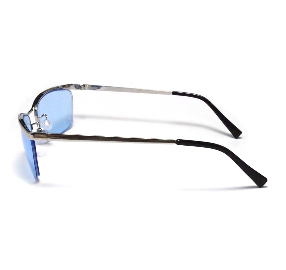 Nandemoya Honpo Sunglasses with UV Brow UV Protection Fashion Eyewear Men's Half-Rim Protection, Shape, 99% Lenses, (Blue)