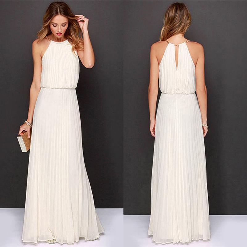 Long Halter Women Maxi Dress Evening Party Gown Wedding Bridesmaid Beach Holiday