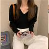 V-neck bottoming shirt women's summer long-sleeved gentle sweater new design sense niche knitted sweater top